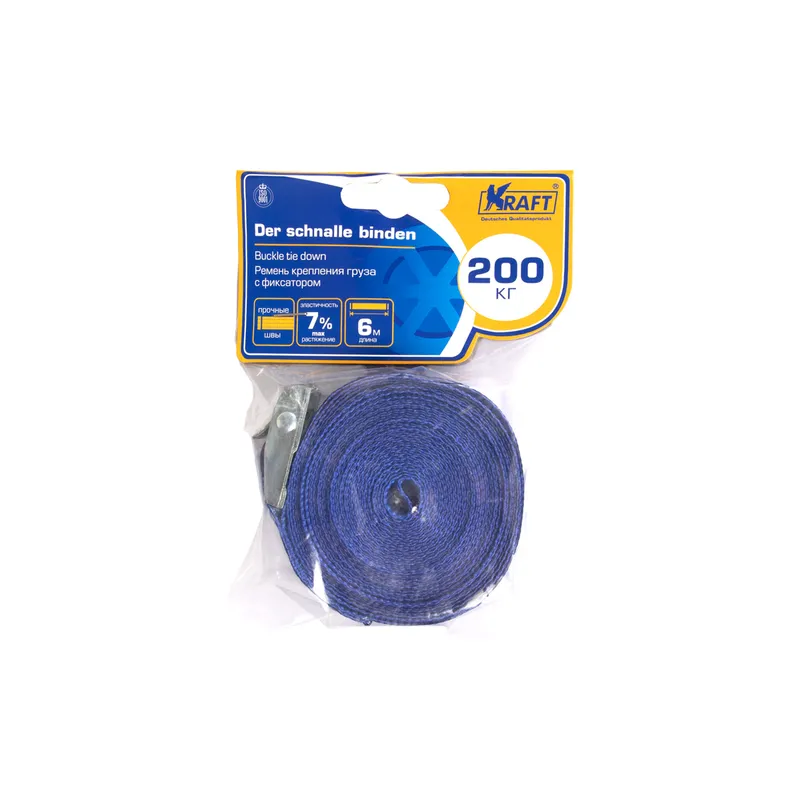 Ремень крепления груза с фиксатором 6 м 0,2 т KRAFT KT800201