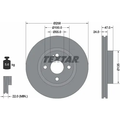 Диск тормозной передний стандартный FORD AUSTRALIA/HAIMA (FAW)/ MAZDA/TOYOTA (FAW)/ TOYO TEXTAR 92103100