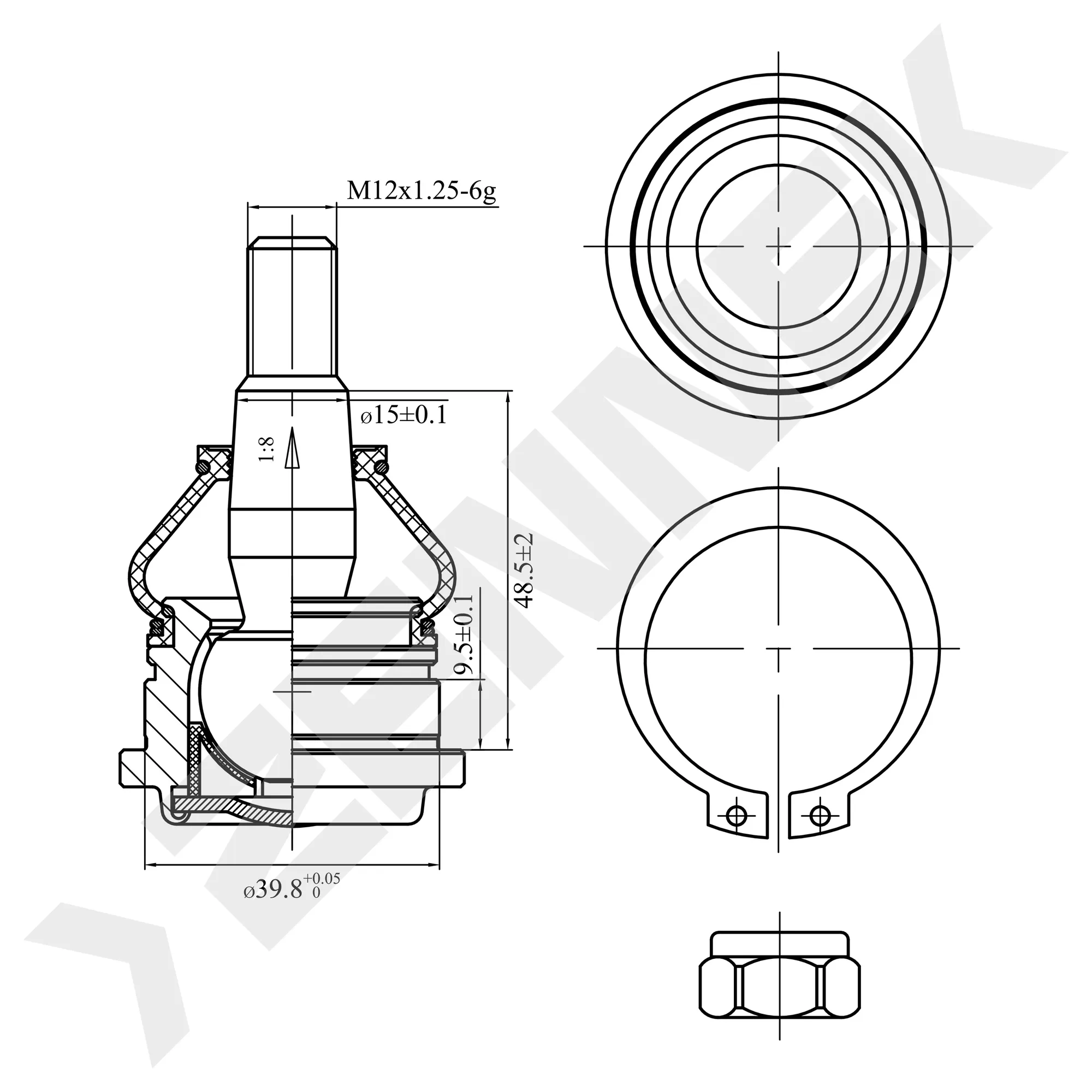 Опора шаровая левая/правая MITSUBISHI Carisma 95-06, VOLVO S40/V40 95-04 ZENNEK DBJ0082