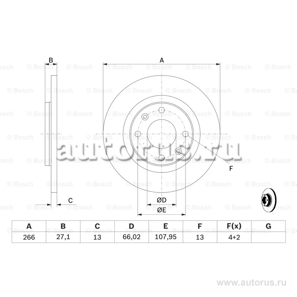 Диск тормозной передний BOSCH 0 986 478 847
