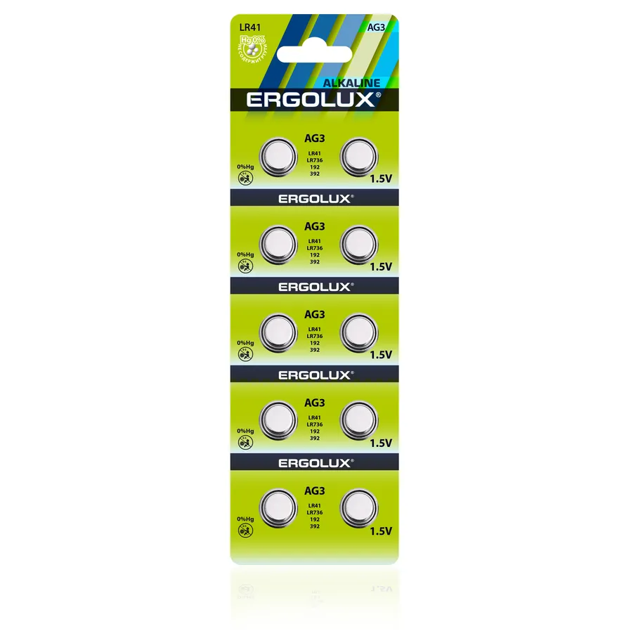 Батарейка алкалиновая ERGOLUX Alkaline LR41 1,5V (10 шт) AG3-BP10