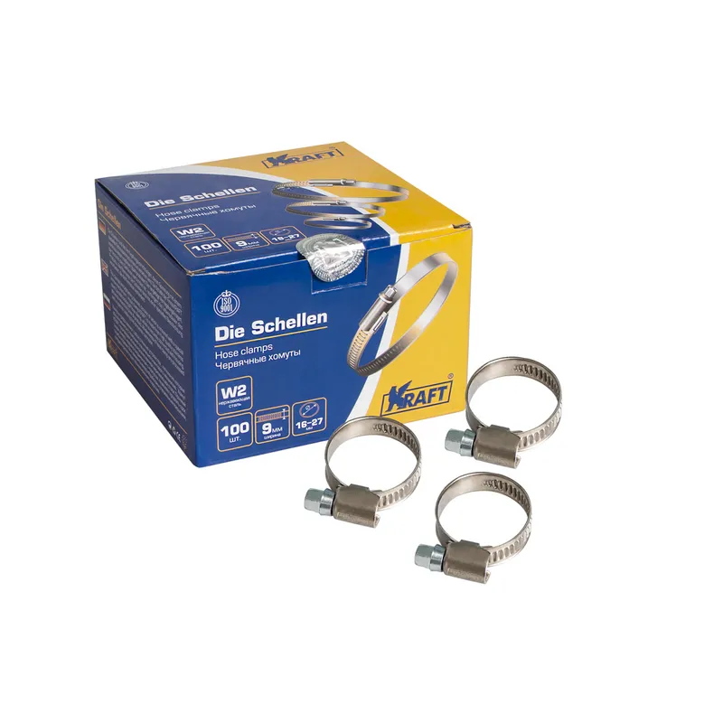 Хомут 16-27 мм (нержавеющая сталь) KRAFT KT880403