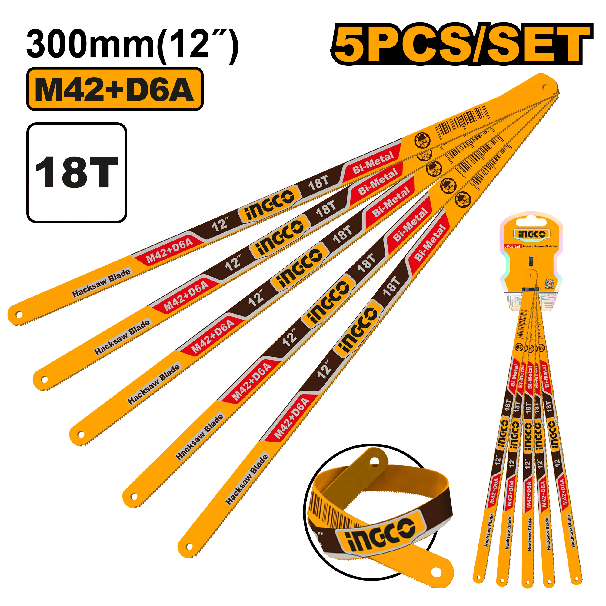 Полотно ножовочное по металлу 300 мм (25/100) INDUSTRIAL INGCO HSBKT12185