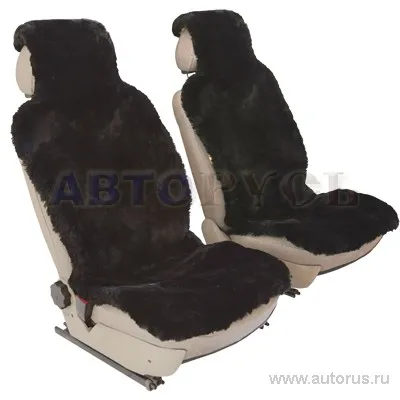 Накидка на сиденье 140x50 см австралийская овчина мутон черная 2шт SENATOR PREMIUM SC022BK