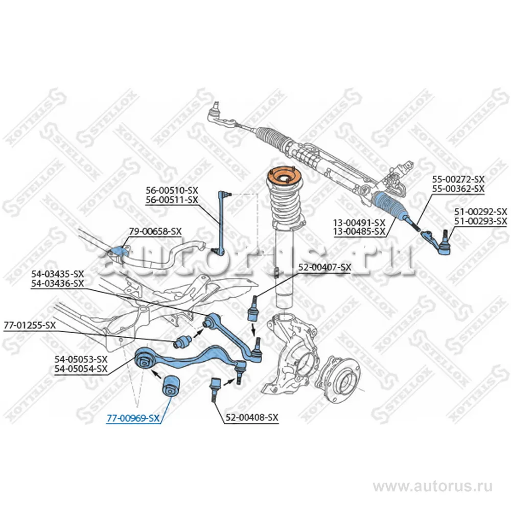 Сайлентблок пер. рычага BMW E81/E87/E91/E90 all 04> STELLOX 77-00969-SX