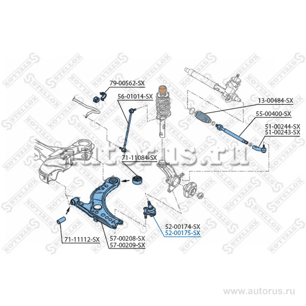Опора шаровая нижняя правая к-кт VW Polo 1.2-1.6/1.4-1.9TDi 01> STELLOX 5200175_SX