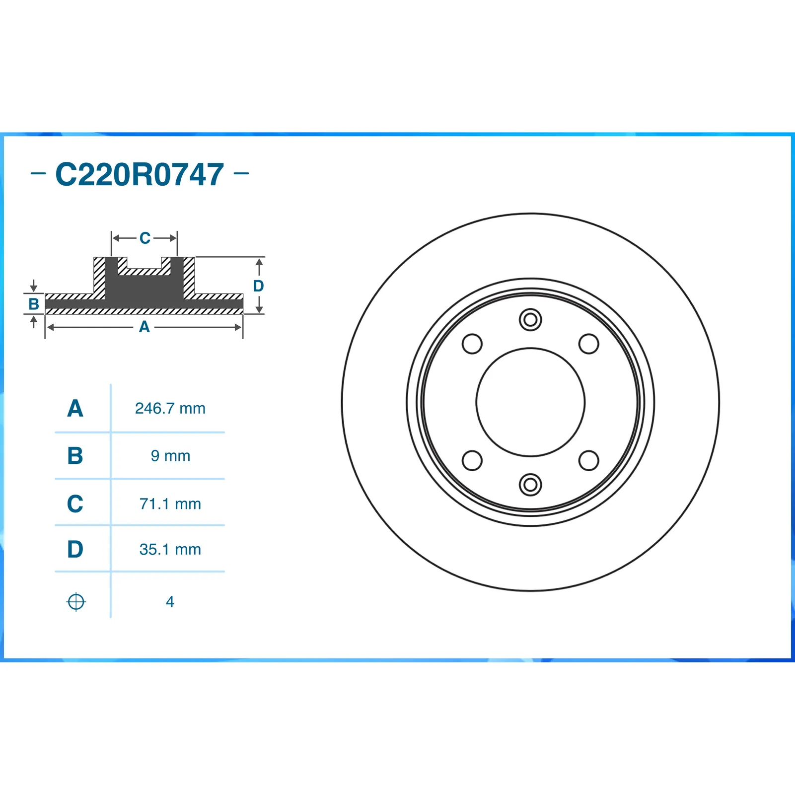 Диск тормозной задний CWORKS C220R0747