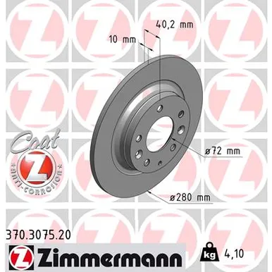 Диск тормозной задний ZIMMERMANN 370307520
