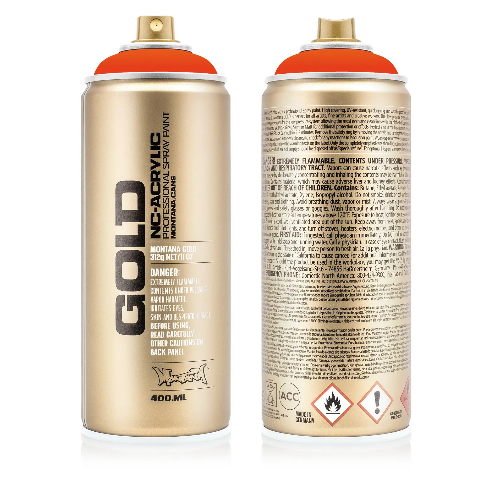 Краска GOLD красно-оранжевая MONTANA CANS G2090