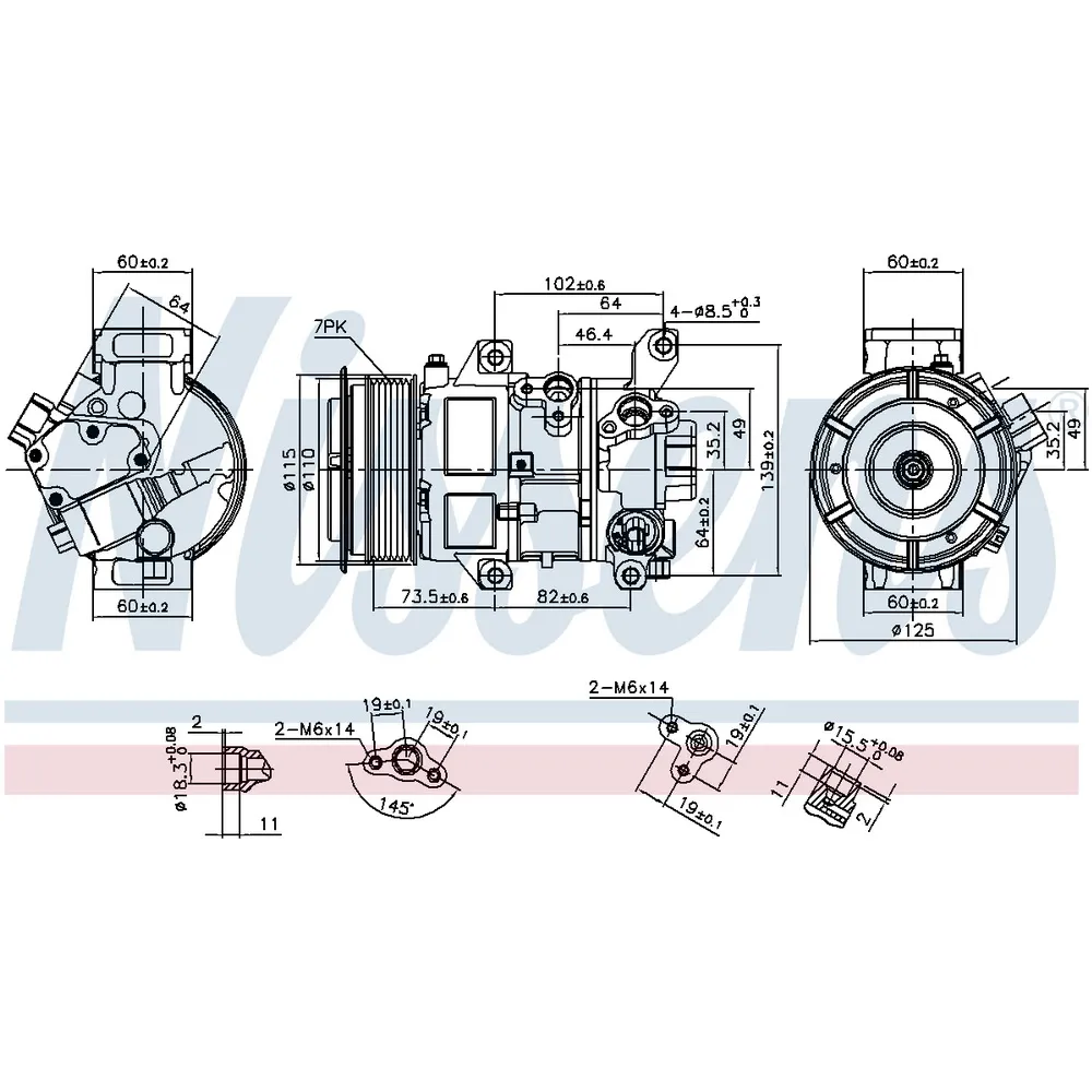 Компрессор кондиционера TOYOTA RAV4 III 06-12 mot.2,0VVTI NISSENS 89516