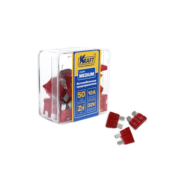 Набор предохранителей 10А (MEDIUM 50шт) пласт.кор. KRAFT KT870003