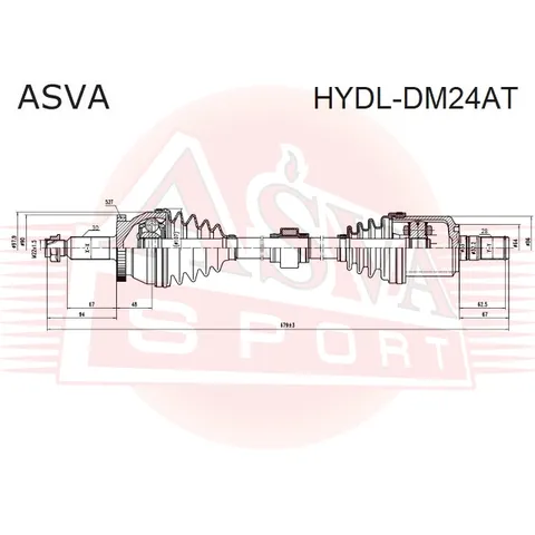 Привод передний левый 27x683x30 ASVA HYDLDM24AT