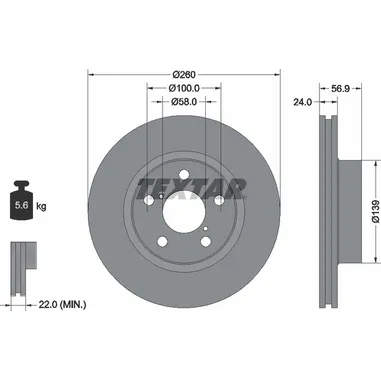 Диск тормозной передний стандартный SUBARU TEXTAR 92081900