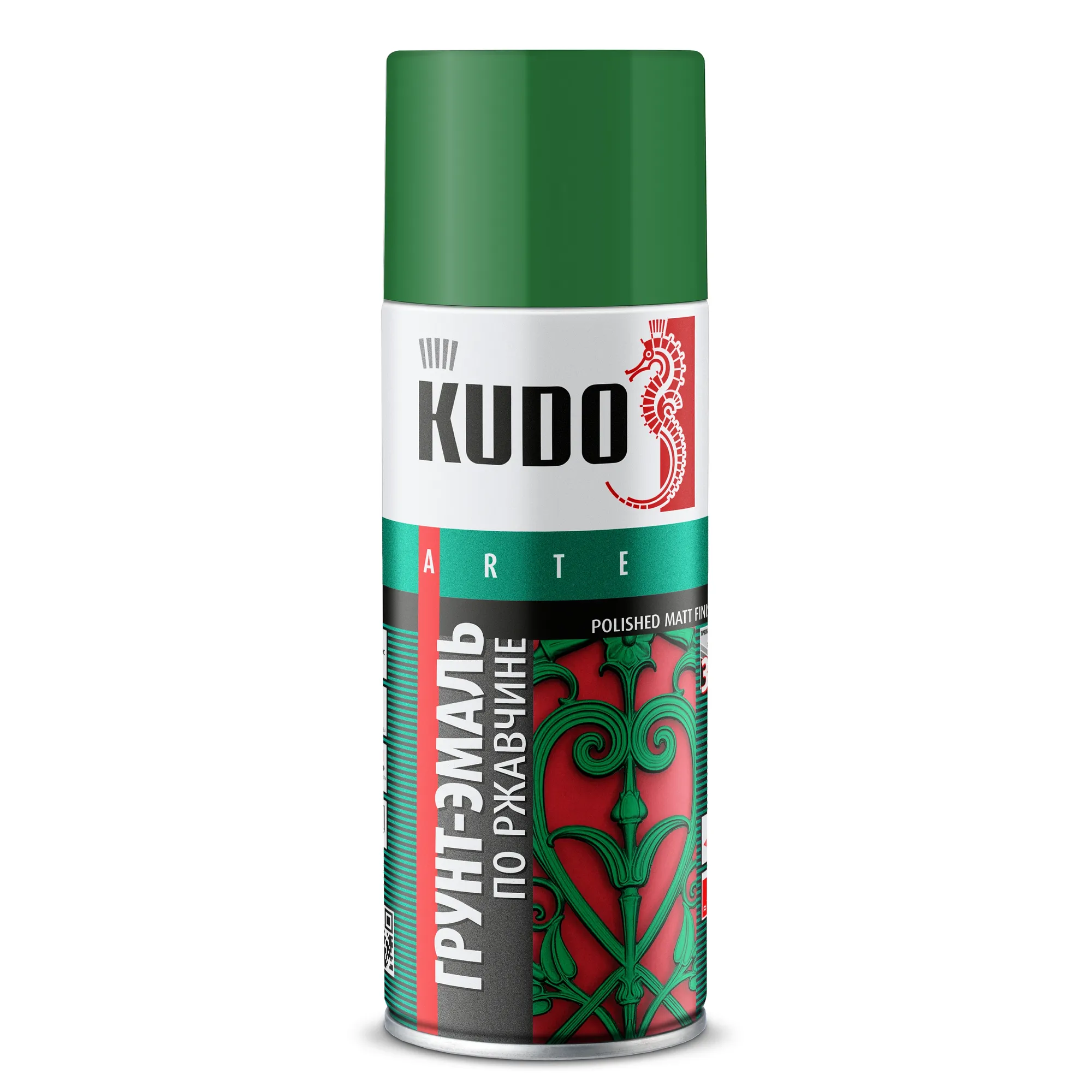 Грунт-эмаль гладкая матовая по ржавчине Зелёный лист 520 мл KUDO KU-316002