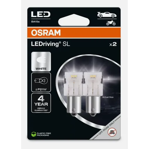 Автомобильная светодиодная лампа OSRAM P21W 12V 21W BA15s 6000K LED (комплект 2 шт) 7506DWP-2BL