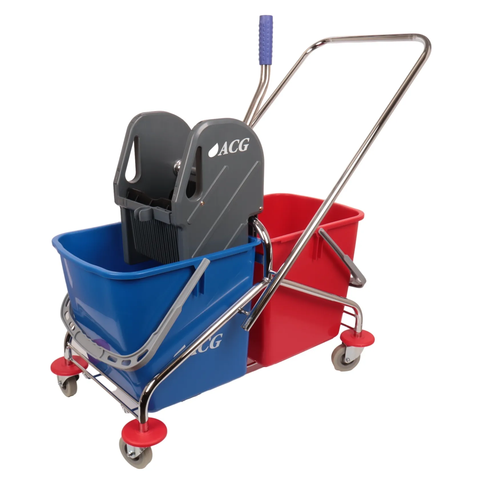 Тележка 2х-ведерная 2 х 17л с отжимом, база хром ACG 1017067