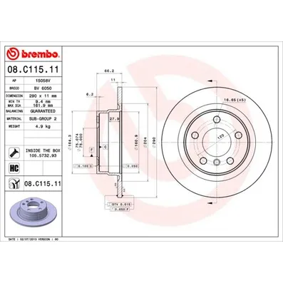 Диск тормозной BREMBO 08C11511