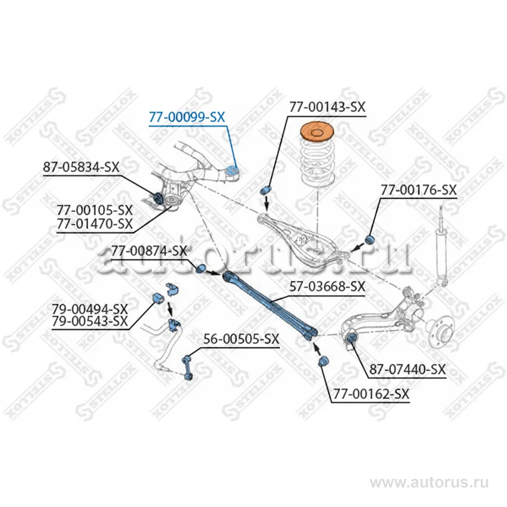 Сайлентблок зад. балки зад. BMW E46/Z4 all 98> STELLOX 77-00099-SX