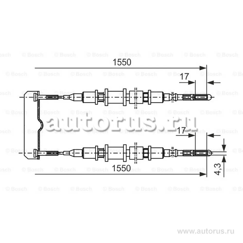 Трос ручника L1550 Opel Omega all 88 BOSCH 1 987 477 250