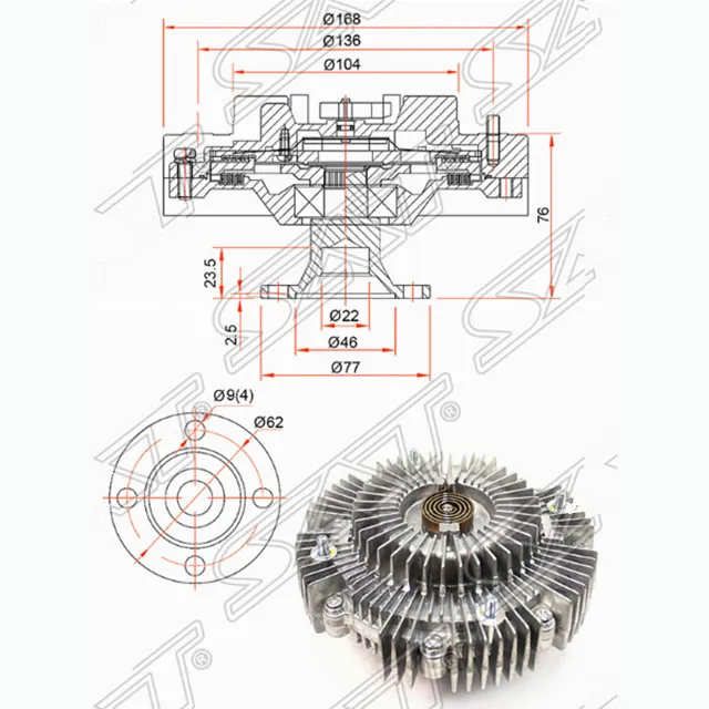 Вискомуфта TOYOTA HILUX,LAND CRUISER PRADO 1K# 95- SAT ST1621067030