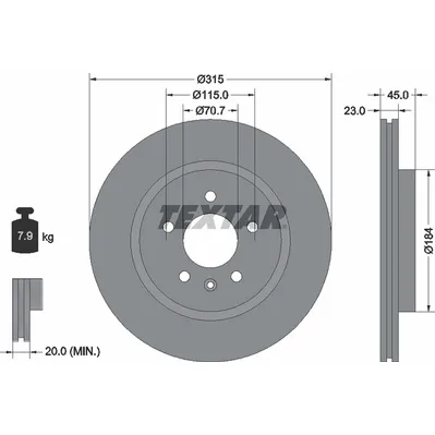 Диск тормозной задний с покрытием PRO OPEL/ VAUXHALL TEXTAR 92239803