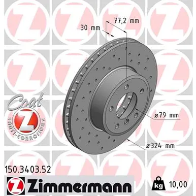 Диск тормозной передний BMW 5 ZIMMERMANN 150.3403.52