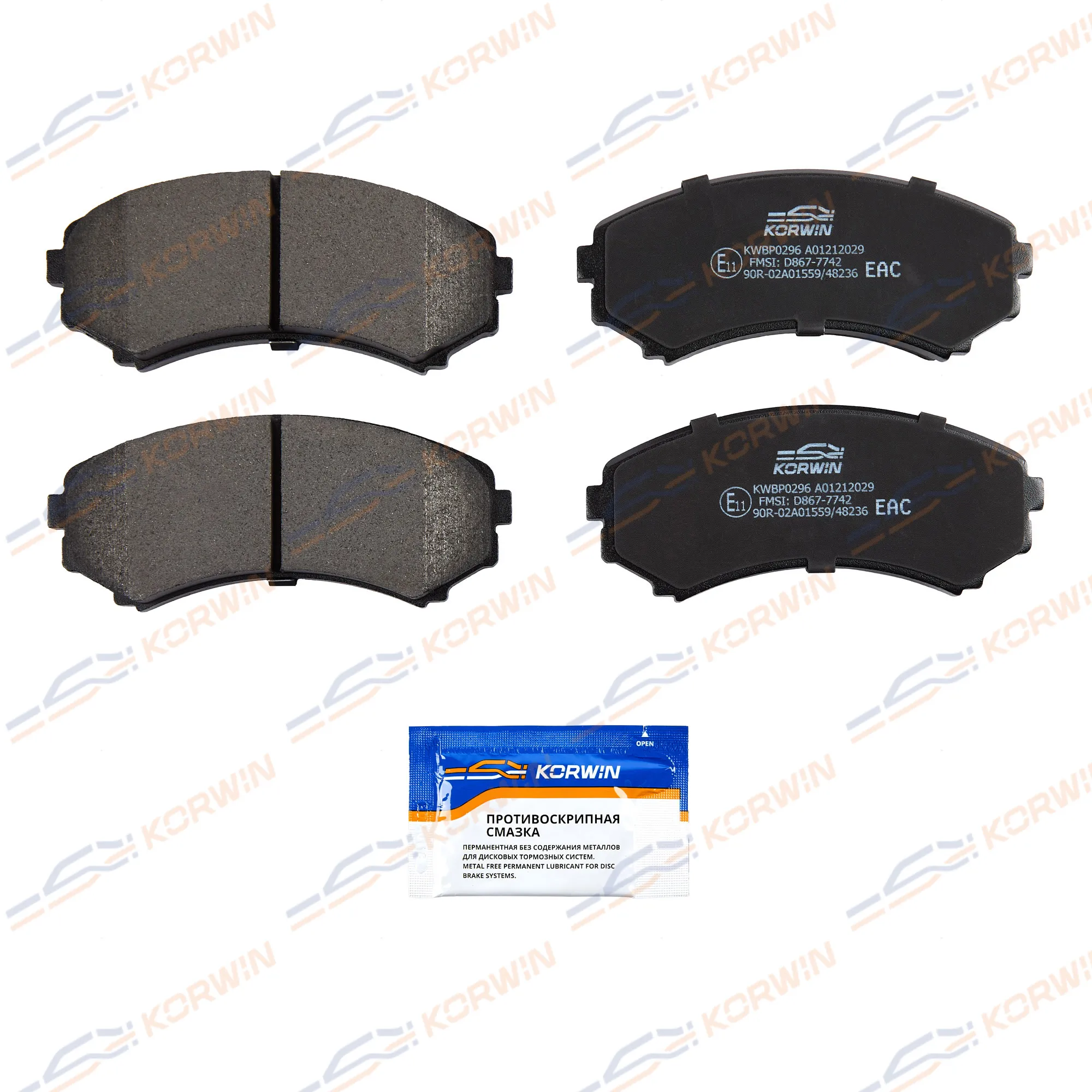 Колодки тормозные перед. Mitsubishi Pajero III 99-/Pajero IV 06-/Grandis 04- KORWIN KWBP0296