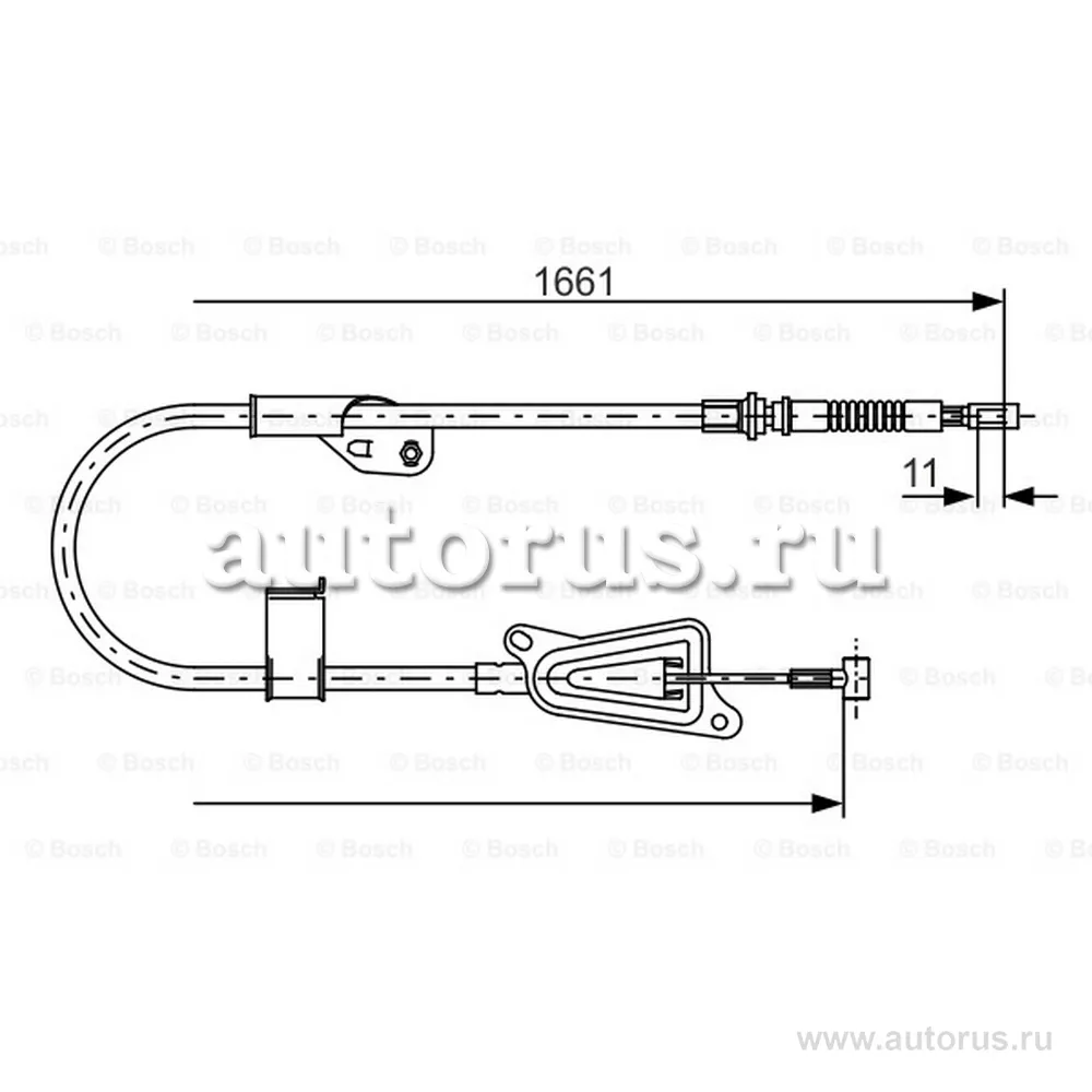 Трос ручного тормоза NISSAN Almera N16 /L=1661mm BOSCH 1 987 477 914