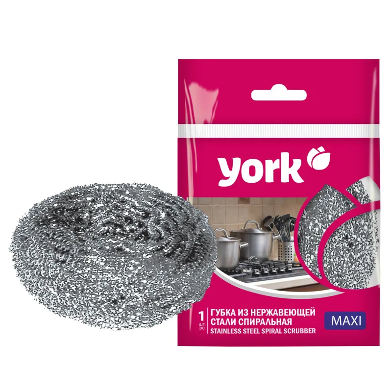 Губка для мытья посуды YORK Макси спиральная стальная 1571828