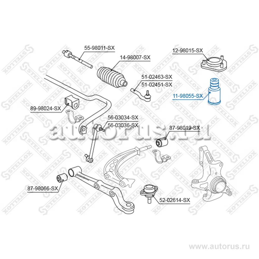 Отбойник-пыльник амортизатора переднего toyota previa 90-99 STELLOX 11-98055-SX