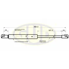 АМОРТИЗАТОР КАПОТА HYU SONATA IV (EF) 10/01- 380N L=490/187MM G.U.D GGS010145
