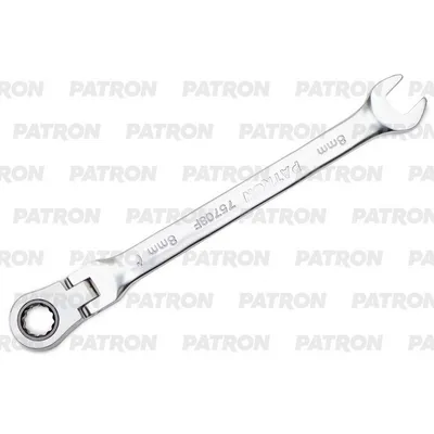 Ключ комбинированный трещоточный с шарниром, 8 мм PATRON P75708F