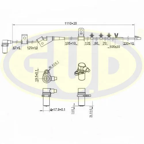 ДАТЧИК ABS ПЕРЕДН HYUNDAI ELANTRA/KIA CERATO/KIA SPECTRA ЛЕВ G.U.D gabs02105
