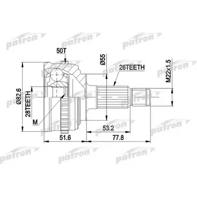 ШРУС наружн к-кт 26x55x28 ABS:50T HONDA: CIVIC V 95 - 0 PATRON PCV1301