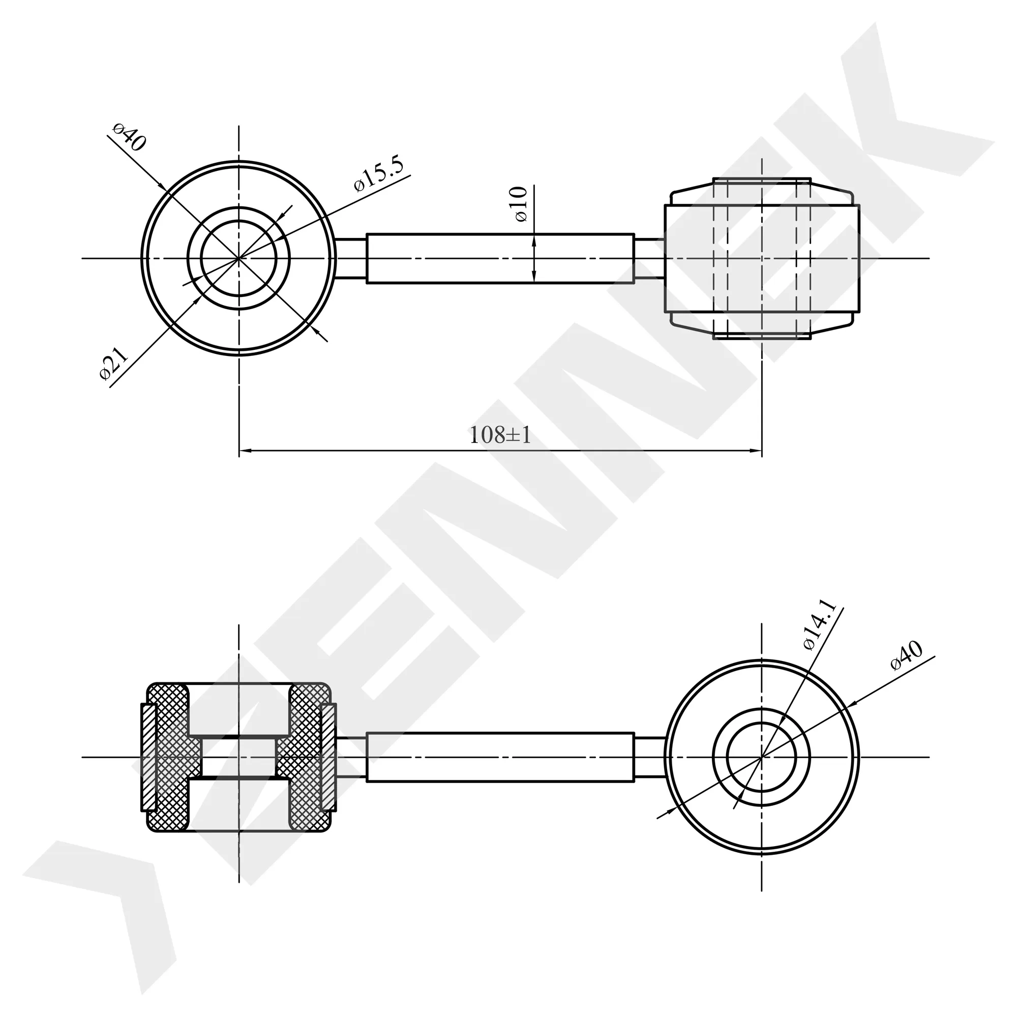 Тяга стабилизатора передняя D23 VW T4 96-0 ZENNEK DST0083