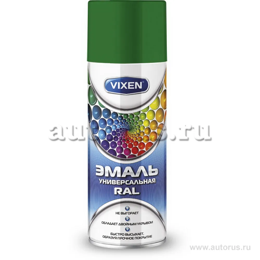 Эмаль универсальная RAL, темнозеленый (RAL 6002), аэрозоль 520 мл VIXEN VX16002