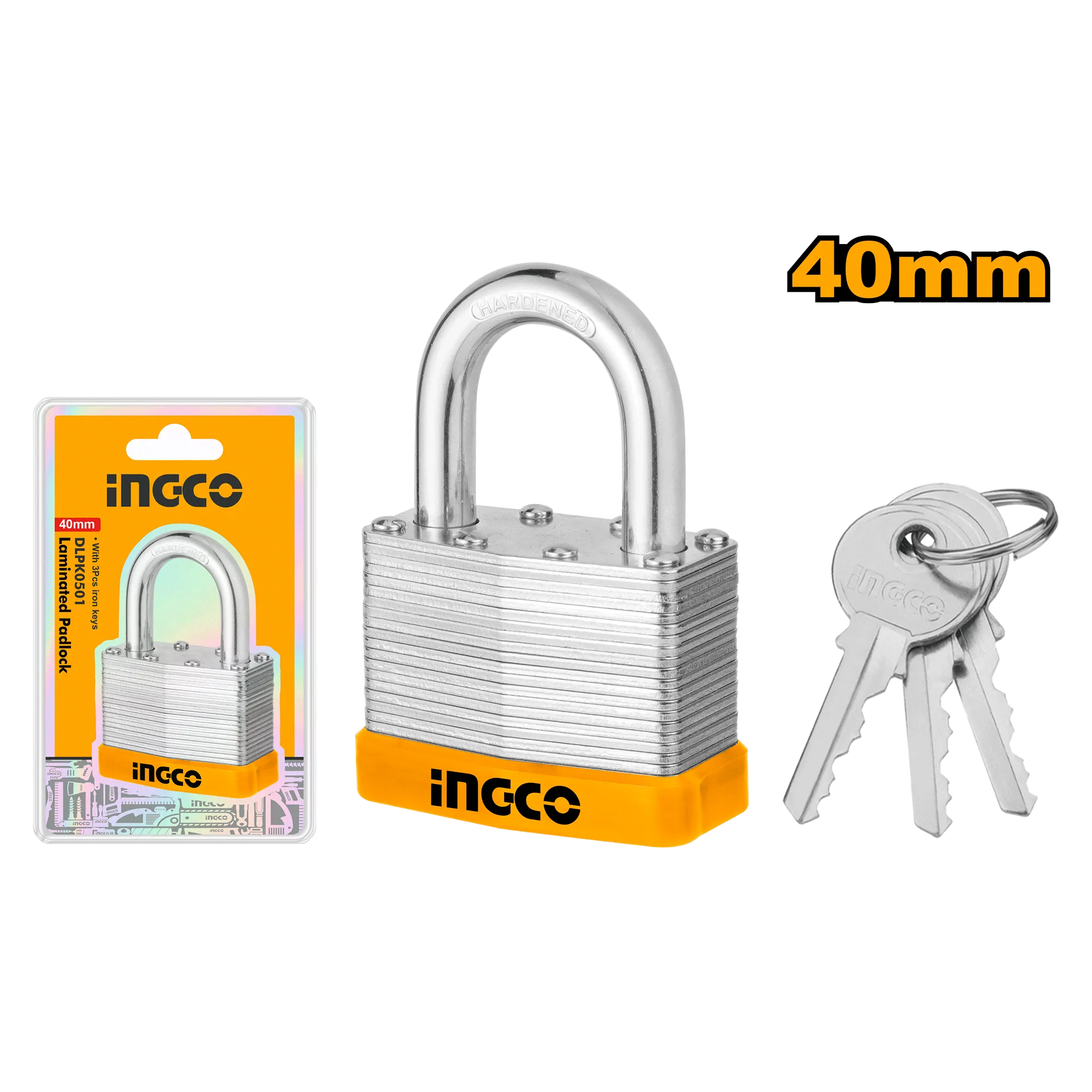 Замок навесной ламинированный 40 мм INDUSTRIAL INGCO DLPK0401