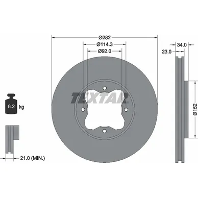 Диск тормозной передний стандартный ACURA/HONDA/ROVER TEXTAR 92081600