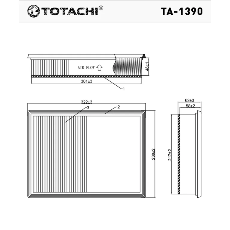 Фильтр воздушный TOTACHI TA-1390 A-1032 17801-38050 MANN C 32 011 TOTACHI TA-1390
