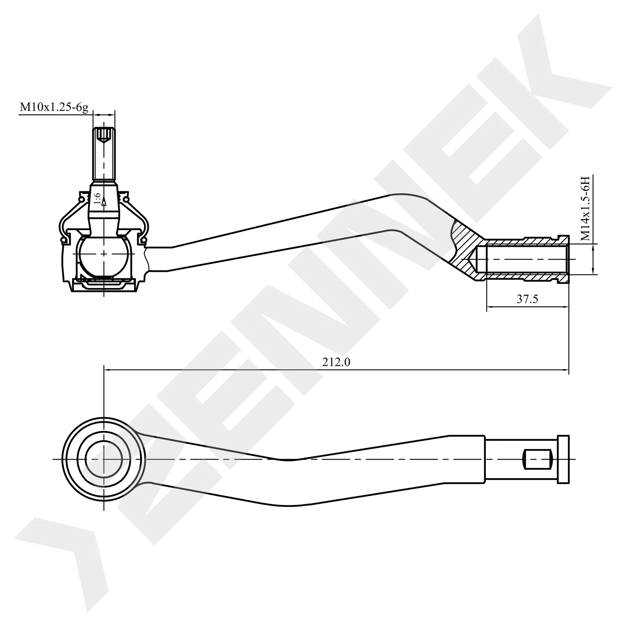 Наконечник рулевой правый RENAULT LOGAN 04, SANDERO 08, LADA LARGUS 12, X-RAY 16 ZENNEK DTE0077