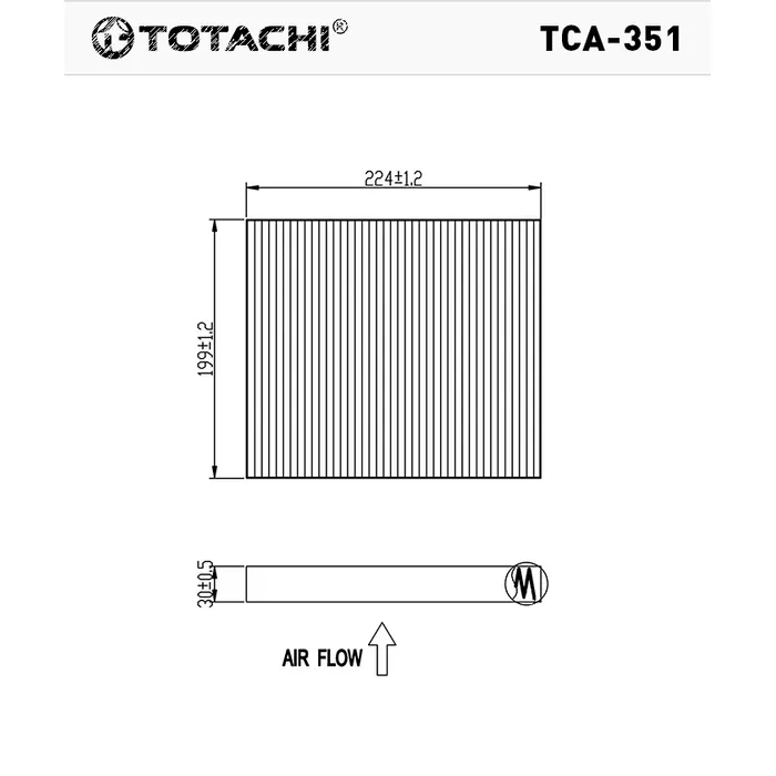 Фильтр салона TOTACHI TCA-351 AC-110 E 27891-BM400 CU 2345 TOTACHI TCA-351