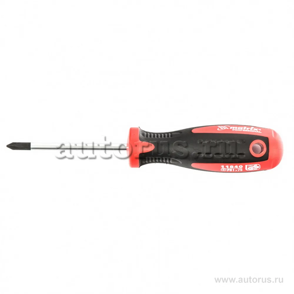 Отвертка Profi, Ph1x75 мм, S2, двухкомп. рукоятка MATRIX 11840