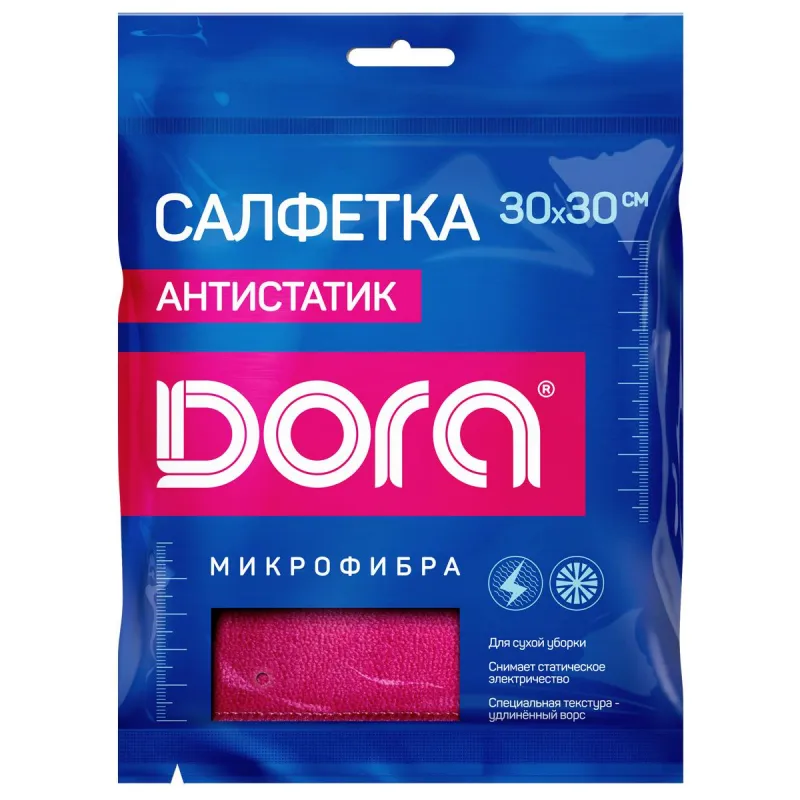 Салфетка хозяйственная антистатик Dora 30х30см микрофибра 1419022