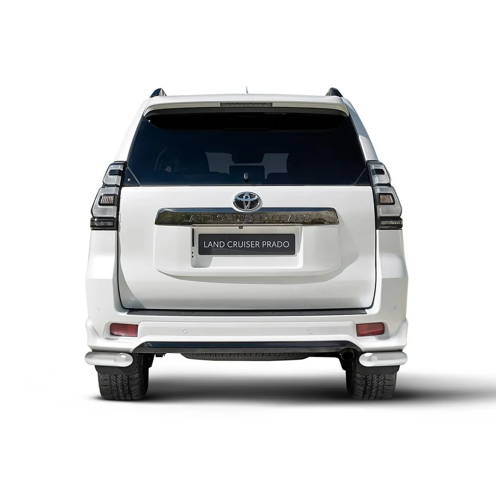 Защита заднего бампера d76 уголки Rival для Toyota Land Cruiser Prado 150 рестайлинг (Black Onyx) 20 RIVAL R.5726.002