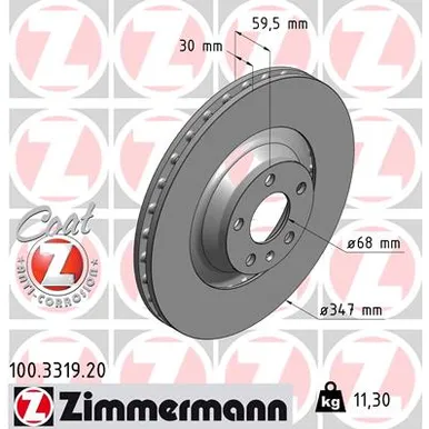Диск тормозной передний AUDI A6 2,0-4,2 04- ZIMMERMANN 100331920