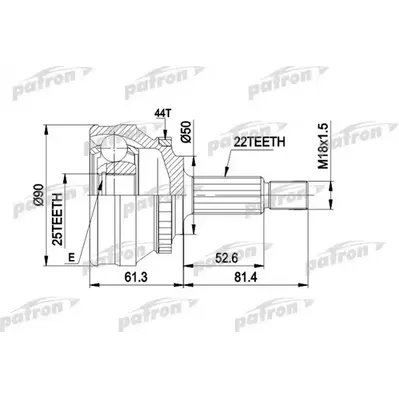 ШРУС наружн к-кт 22x50x25 ABS:44T VOLVO: 440 K 88 - 96, PATRON PCV1376