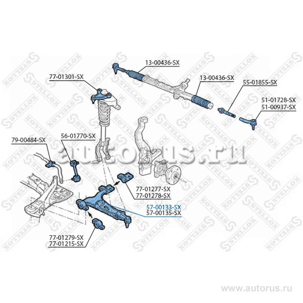 Рычаг нижний левый Alfa Romeo 147/156 all 97> STELLOX 57-00133-SX