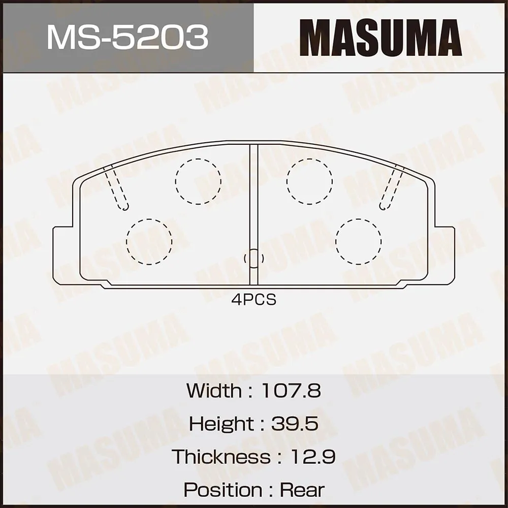 Колодки задние MAZDA ATENZA MASUMA MS-5203