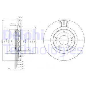 Диск тормозной MITSUBISHI OUTLANDER 03/CITROEN C-CROSSER/PEUGEOT 4007 передний вент. DELPHI BG4038C