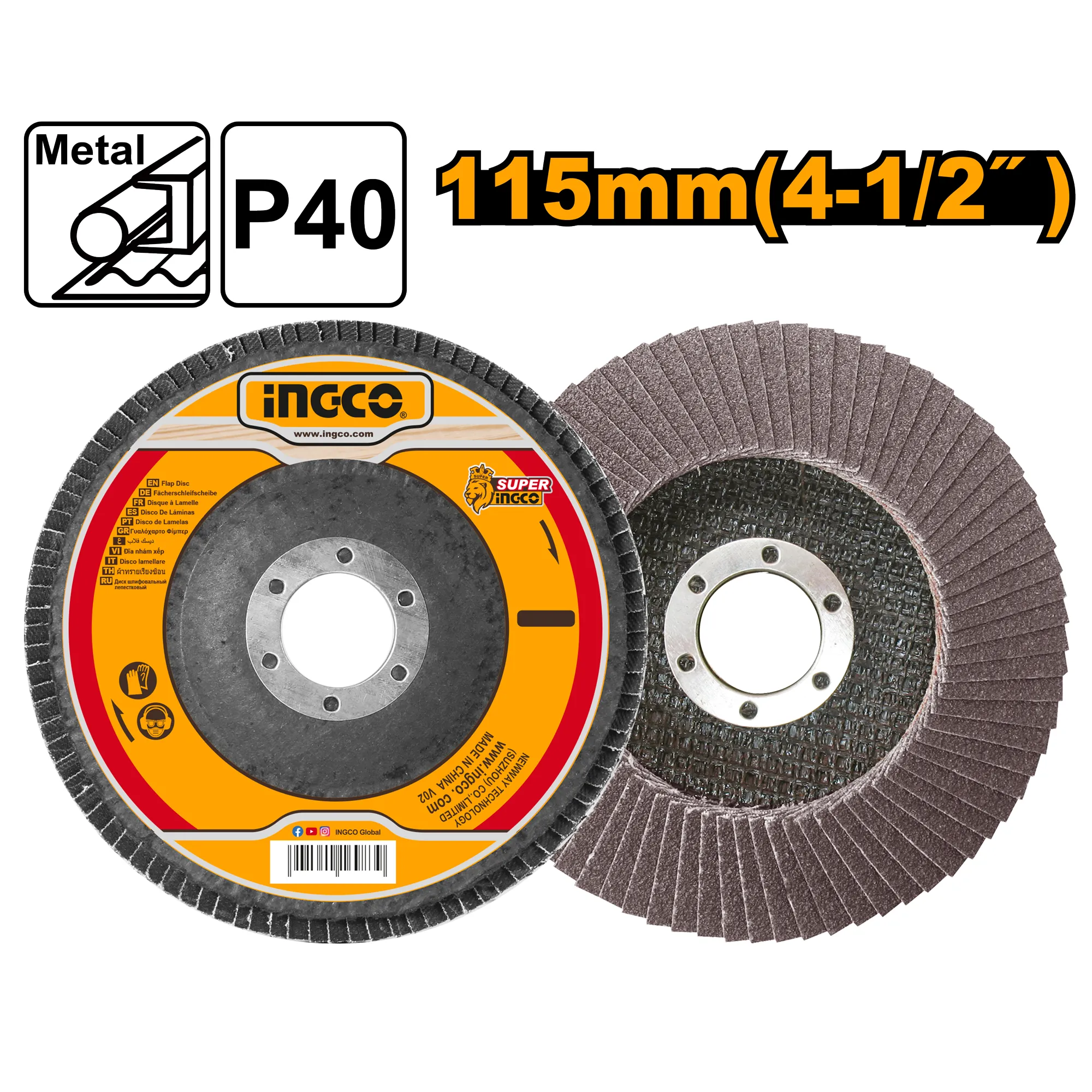 Диск шлифовальный лепестковый Р40 115 мм INGCO FD1151
